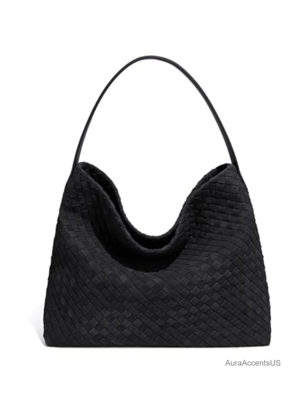Woven Suede Hobo Bag Slouchy Shoulder Tote Crossbody Strap Work Travel